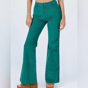 Princess Polly Corduroy Flare Pants – Emerald Green – Size 2